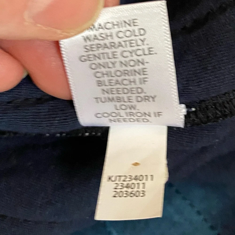 J.Jill Purejill 100% Cotton Navy Blue Quilted Jacket MD Tie Dye Button Front - Picture 13 of 13